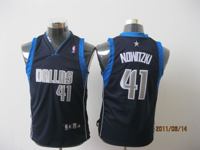 NBA Kids Dallas Mavericks 41 Dirk Nowitzki Authentic Dark Blue Youth Jersey